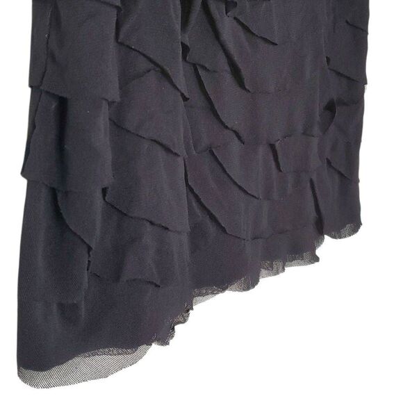 Express Black Tier Mesh Mini Skirt Bandage Waist Scalloped Size Small - Picture 9 of 10
